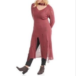 Willow & Wind Distressed Boho Mauve Sweater Maxi Dress – Juniors 2X
